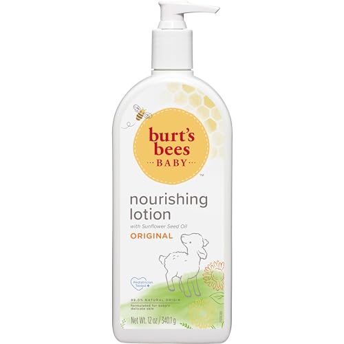 Image of Burt's Bees Baby Lotion for Sensitive Skin, Nourishing Baby Care, Non-Irritating, Original Scent, 12 Ounce