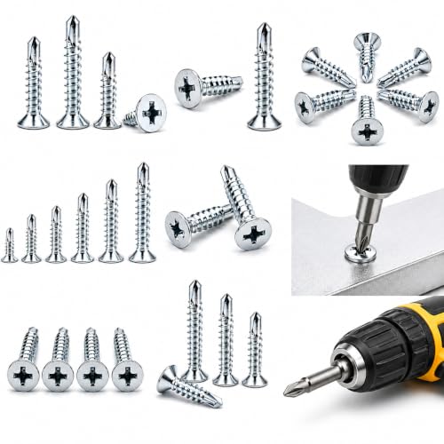 Image of By inchVP INDUSTRIES inch (Pcs-50) No.8x25 mm CSK Phillips Head SDS Screw - Zinc White Self-Tapping, Ideal for Wood to Metal Applications