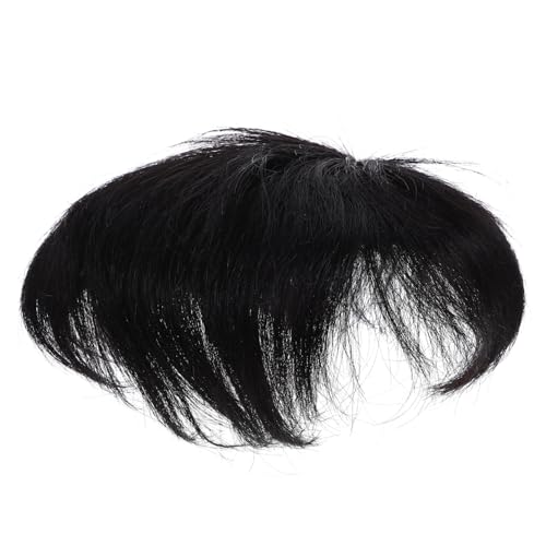 bloque de reemplazo superior peluca corta hombre pelucas delanteras de encaje de cabello humano balancín postizo masculino reemplazo de cabello calvo calva masculina Black PATKAW