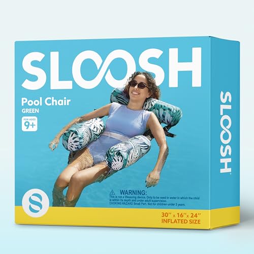 SLOOSH Luftmatratze Pool Wasser für Erwachsene, aufblasbarer Sessel, schwimmende Hängematte, aufblasbare Wasserstühle und Pool Flöße für Sommerpartys, Pool- und Strandspaß, Grüne Blätter