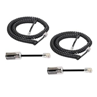 Menewstart Telephone Handset Detanglers Cable, Landline 8FT Uncoiled /1.4FT Coiled, 2 Pack, Black, Anti-Tangle Telephone Cord Untangler 360 Degree Rotating Swivel Cord
