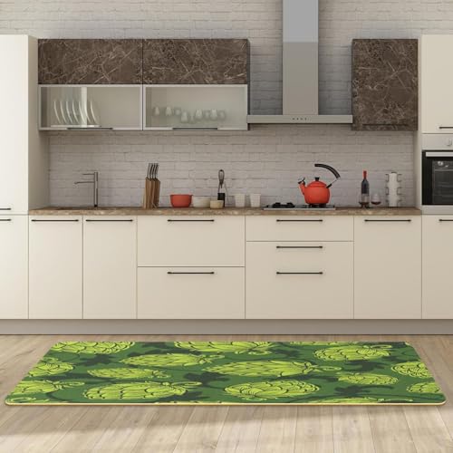 2 tapetes de cocina verdes con conos de lúpulo VAPOKF lavables 3