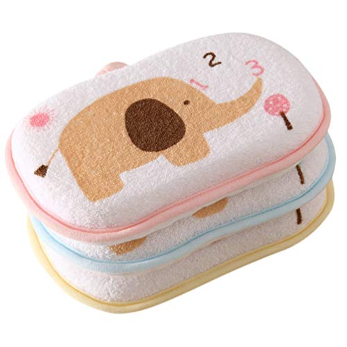 Lurrose 3 pcs esponja de banho de bebe elefante algodao macio escova de banho toalha de esfregar para bebes bebes (cor mesclada)