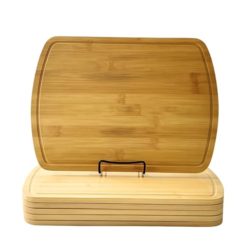 Set de 6 tablas de cortar de bambú con ranura para jugos miniatura 1