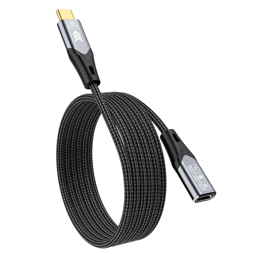 HOTUTUKI alargador tipo c 1m Compatible con alargador usb c thunderbolt 4,40Gbps cable usb c macho hembra 240W Carga 8K@60Hz Transmisión de Vídeo Compatible con Thunderbolt 3 extension