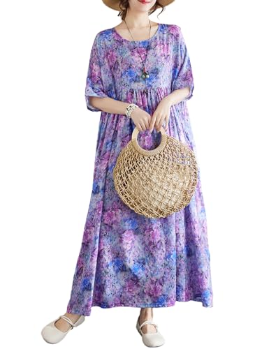 Image of Oversized Dress for Women Flowy Boho Plus Size Dresses Floral Print