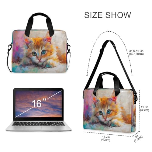 Maletín para laptop con diseño de gato acuarela miniatura 4