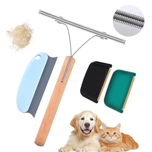 Image of 4Pack Pet Hair Remover Dog Cat Hair Remover Stainless Steel Lint Carpet Remover Shaver Portable Fabric Shaver for Furniture Tool for Car Mats, Couch, Pet Bed