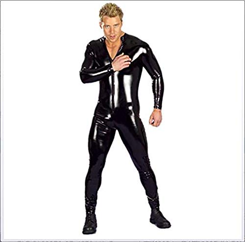 HSTV Uomo Latex Catsuit Faux Leather Jumpsuit Porn Bodysuit Lady Clubwear Sexy Fetish Costume,3XL
