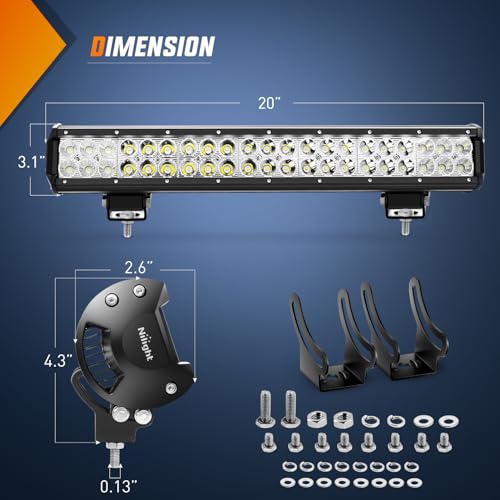 Image of Nilight LED Light Bar with Yellow Black Covers 20 Inch 126W | Spot Flood Combo Beam, Super Bright Off Road Driving Fog Boat Lighting for Trucks Pickup Golf Cart SUV ATV UTV 4x4 Van Camper