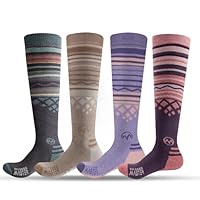 OutdoorMaster Ski Socks, Merino Wool Ski Socks for Men & Women, Thermal Winter Warm & Breathable Snowboarding Socks for Cold Weather, Over The Calf Non-Slip Cuff, Machine Washable