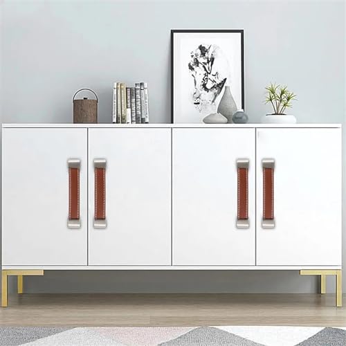 Poignées d'armoire en cuir boutons de commode faciles à poser
