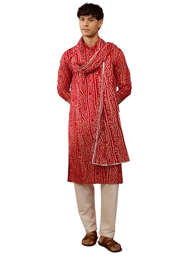 Kurta rouge homme VASTRAMAY taille L pour vos célébrations et mariages