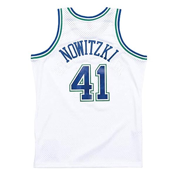 Mitchell & Ness Dallas Mavericks 41 Dirk Nowitzki White Replica Swingman Jersey 2.0 HWC Basketball Trikot