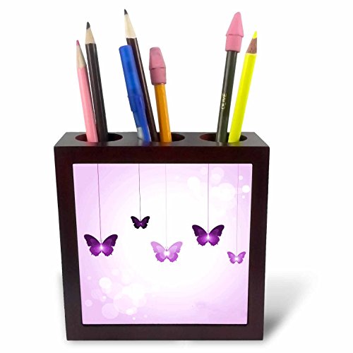 Porte-stylo papillons violets 3drose pour embellir votre espace de travail
