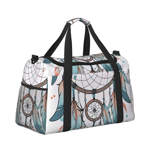 Dream Catcher Print Travel Duffle Bag - Foldable Personal Item Travel Bag for Women & Men,Carry-On Convertible Crossbody Tote Bags with Adjustable Shoulder Strap & Pockets 13x10.2x19.7 in3