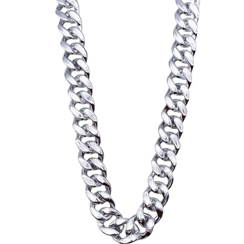 LCPQMZGH Plastic Hip Hop Chain Necklace 80s 90s Costume Accessory Mens Chunky Necklace Big Chunky Gold Chain 40 Silver