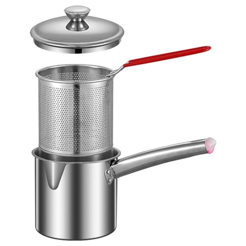 Ziiphon Olla para Freidora Pequeña - Cesta Multiusos de Acero Inoxidable, Sartén Resistente al Desgaste para Cocinar en el Hogar