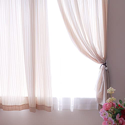iroha�J�[�e�� �X�g���C�v���J�[�e�� ��Ռ� �J�[�e�� 1�� + �J�[�e���t�b�N���t���ς� + �J�[�e���^�b�Z�� �x�[�W�� ��150×��200cm