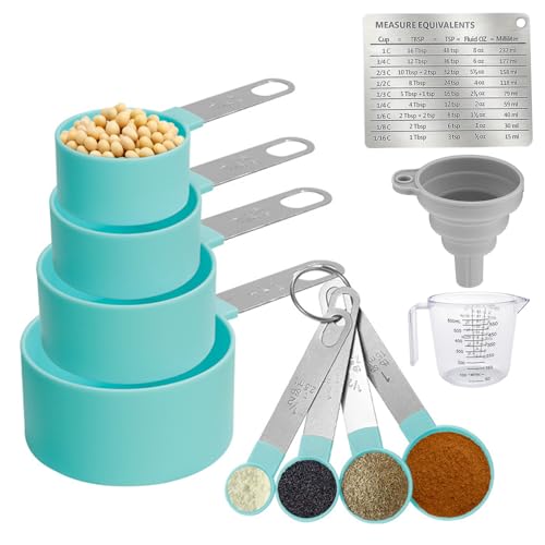 La mejor selección de Tasa medidora los 5 más buscados. 41 11 Cucharas Medidoras y Tazas Medidoras de Cocina, con Measuring Cup de Graduadas, Embudo Plegable y Tarjeta de medición magnética, acero inoxidable para Medir Líquidos y Los...