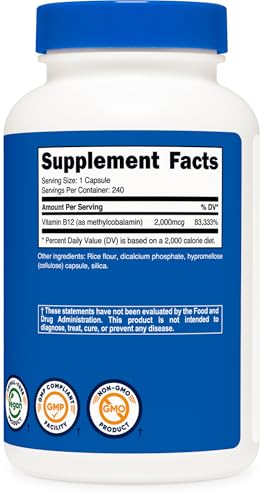 Nutricost B12 Methylcobalamin) 2000Mcg, 240 Capsules - Vegetarian Caps, Non-Gmo, Gluten Free B12 Supplement thumb #4