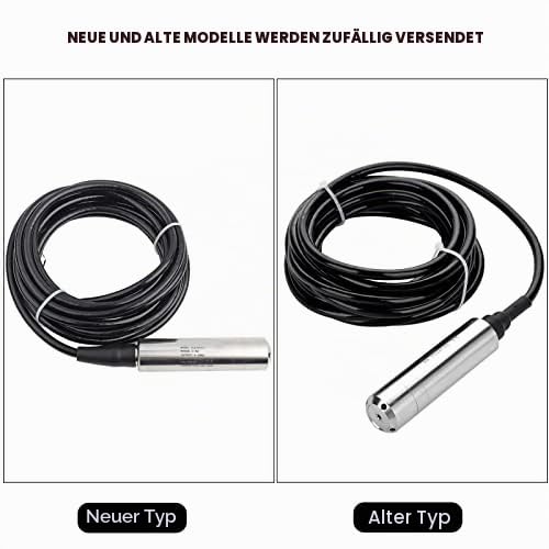 Fafeicy Flüssigkeitsstandsensor, 4-20mA, DC24V, Edelstahl, 0-5m Erfassungsbereich, 6m Kabellänge, 10x2,8cm