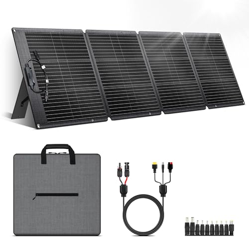 CTOLITY 200W Tragbares Solarpanel, 20.5V Faltbares Solarpanel Kit mit 10 Anschlüssen, Solar...