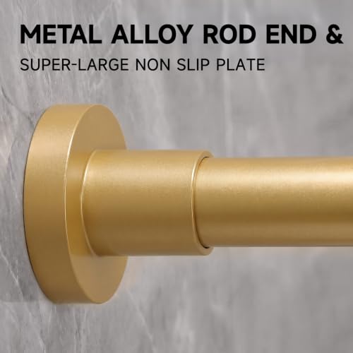 Image of BRIOFOX Spring Tension Curtain Rod 43-73 Inches, Rustproof and Non-Slip Shower Curtain Rod for Window or Bathroom, Frosted Gold