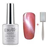 Elite99 Magnetic 3D Cat Eye Gel Polish Soak Off UV LED Nail Art Manicure Varnish Free Magnet 9927 Pink with White Eye