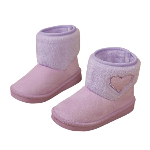 Girls Cute Love Heart Pattern Princess Boots Winter Warm Thick Snow Shoes Fashion Shaggy Plush Ankle Boots