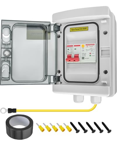 SPA Panel Disconnect GFCI Switch 50A Circuit Breaker Box with Surge Protection IP66 Weatherproof Circuit Breaker Switch for Hot Tub Swimming Pools Not Compatible with 4-Wire