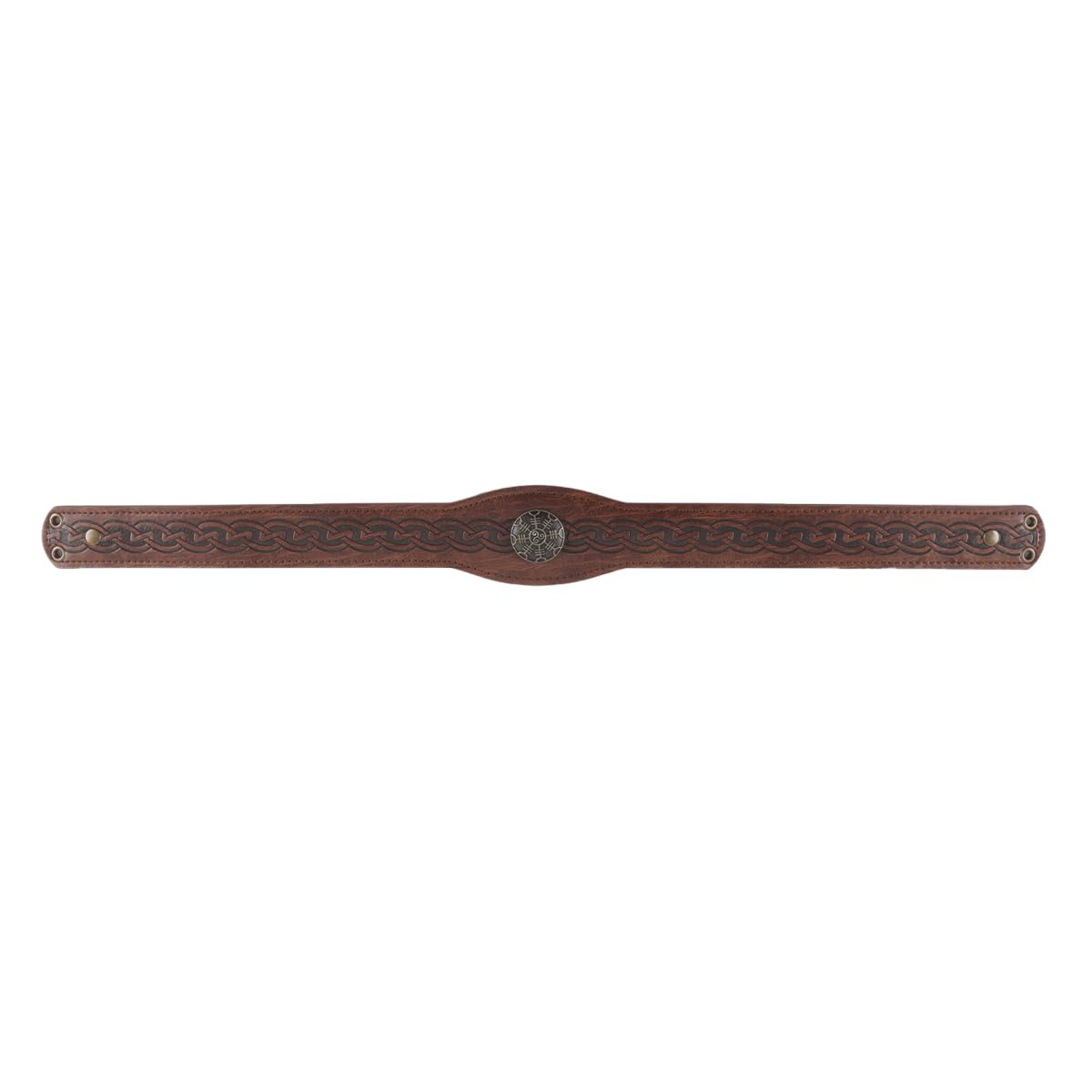 Hoite Medieval Embossed Faux Leather Headpiece Retro Renaissance Adjustable Headband LARP Cosplay Costume Accessory Brown - Image 4
