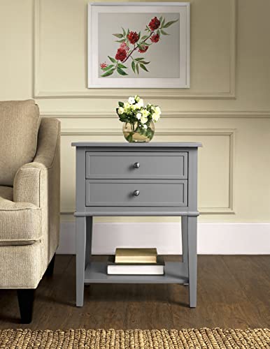 Ameriwood Home 5062196PCOM Franklin Accent Table With 2 Drawers, Gray - Stylish End Table Or Nightstand thumb #1