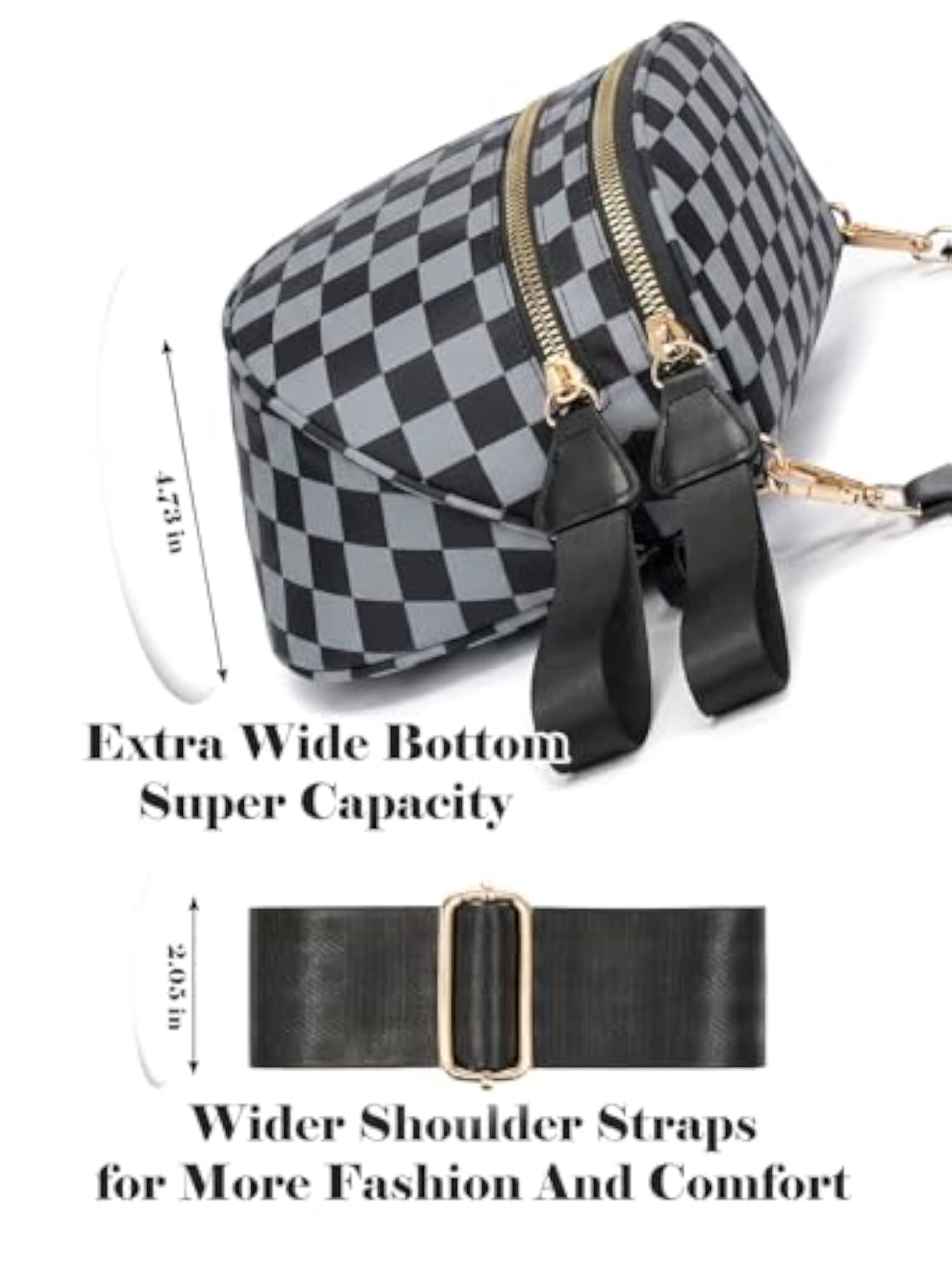 Checkered Crossbody Bum Bag for Women, Spacious Design