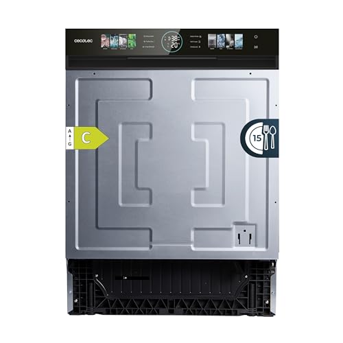 Cecotec Lavavajillas Semi-Integrable de 60cm Bolero Aguazero 6620 S-BI C, 1850W, 15 Cubiertos, 8 Programas, Motor Inverter, Pantalla FullColor XXL, Smart Wash, Turbo Dry+, AutoClean, Dual Zone Wash