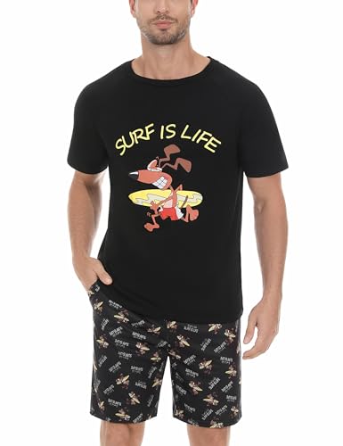 Jahetuul Pijama Hombre Verano de Algodón Pijama Corto Hombre con Estampado Pijama Verano Hombre de Algodón para Verano Conjuntos de Pijamas Cortos Hombre Pijamas y Ropa de Estar en Casa