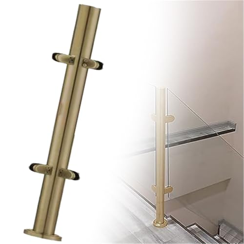 48 44 40 36 32 28 24 in Height Round Glass Railing Post, Glass Stair Railing Post System for Atrium Dividers, Stainless Steel Pillar Clamps Vitreous(B-Corner,Height 36in/90cm)