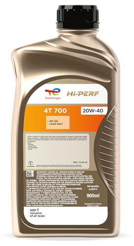 Image of TotalEnergies - Hi-Perf 4T 700 20W-40 Engine Oil for Bikes with Durability Improver Technology | API SN & JASO MA2 | 4-Stroke semi-synthetic bike engine Oil - 0.9L