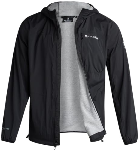 Spyder Mens Rain Jacket - Wind & Water Resistant Hooded Lightweight Rain Coats for Travel and Golf (Sizes: S-L)