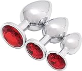 Red Round 3pcs Butt Toy Plug Tool for Men Women Trainer Expanding Plug Toys Stainless Steel Amal Plug Butt Toy for Couples Trainer Kit Hoodies Party Red