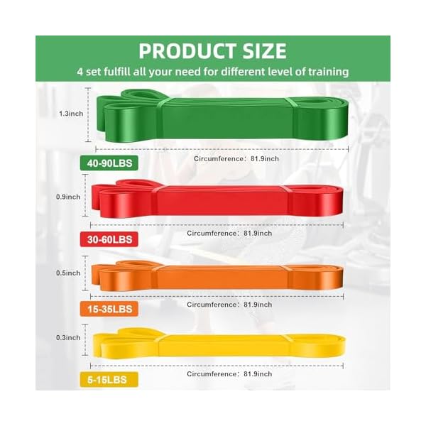 Exercise Bands Resistance Bands for Working Out,Pull Up Bands Set,at Home Workout Equipment,Workout Bands for Men and Women,Stretch Bands for Exercise - Image 3