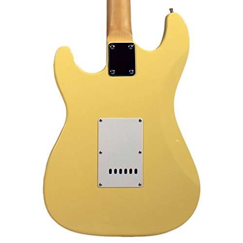 Sawtooth Citron Guitare électrique Vanille avec pickguard blanc – Comprend sangle, médiators et leçon en ligne - Les Beatles, Paul McCartney, John Lennon, RIngo Starr, George Harrison Sawtooth Citron Guitare électrique Vanille avec pickguard blanc – Comprend sangle, médiators et leçon en ligne – Image 4