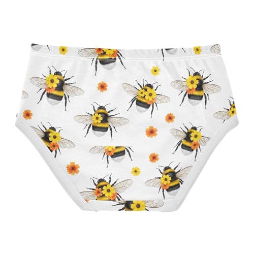 Joisal Yellow Bees Flower White Panties Little Girl Girls Underwear Toddler Cotton Designer Briefs Kids Undies 2t2