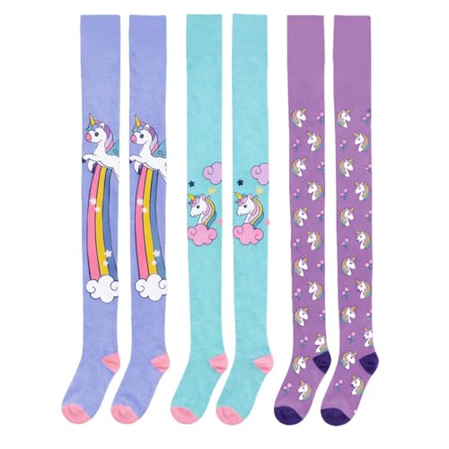 Basic Treasure 3er Pack Kinderstrumpfhosen Mädchen Strumpfhosen Strumpfhose Mädchen 122-128 Einhörner