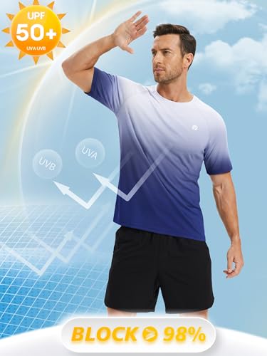 Image of PINSPARK Workout Shirts for Men UPF 50+ Quick Dry Athletic Gym Tee Shirts Mens Short Sleeve Running Cooling Swimming T-Shirt