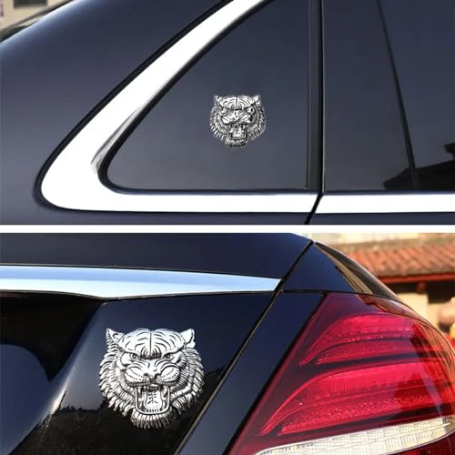 Image of Tiger 3D Metal Emblem for Cars & Bikes, Silver, Big 10 x 10 cm