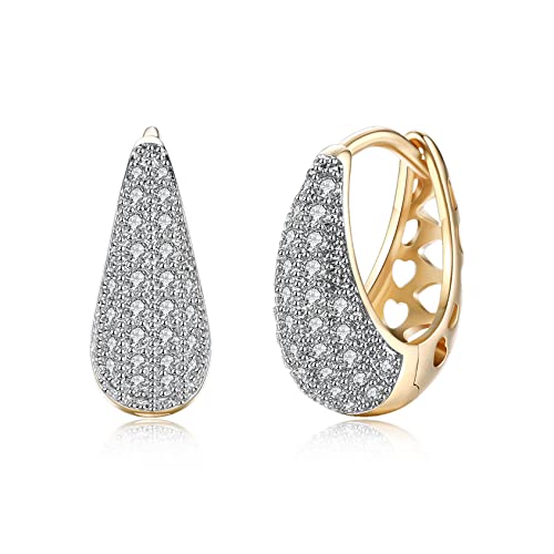 1 Pair 18mm Gold Hoops Earrings for Women Earrings Charm Cubic Zirconia Gold Hoop Fashion Earrings for Women Girls as valentine’s earrings engagement gifts