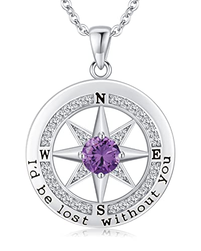 S925 Necklace Gift for Wife |Compass Jewelry |Women Anniversary |Sterling Silver |Girlfriend Birthday Gifts for Her Valentines |I'd be Lost without You |Jewel 18K Gold
