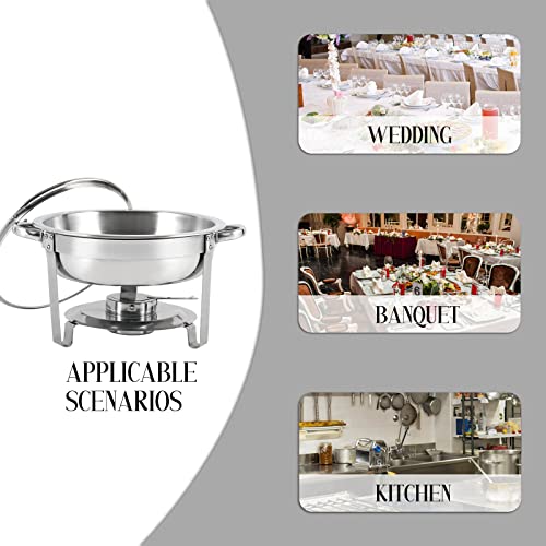 Restlrious Chafing Dish Buffet Set 3 Pack Stainless Steel Round Chafers And Buffet Warmers Set With Glass Viewing Lid, 5Qt Foldable Complete Set For Buffet Catering W/Water Pan, Food Pan, Fuel Holder #TOP4
