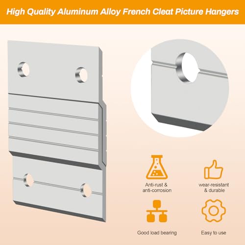 4 Pairs French Cleat Picture Hanger, Luxiv Metal Mounting Bracket for Photo Frames Aluminum Z Hanger, Wall Mount Mirror Bracket Z Bar Hanging Picture Ledges with Screws, Level Tool (2 inches)